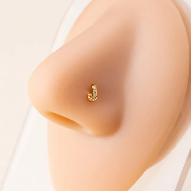316L Surgical Steel Gold Tiny Initial Letter Stud Earring Alphabet Name Tragus Helix Cartilage Ear Piercing