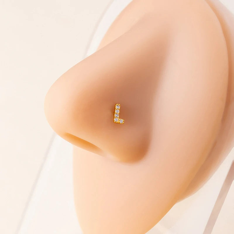 316L Surgical Steel Gold Tiny Initial Letter Stud Earring Alphabet Name Tragus Helix Cartilage Ear Piercing