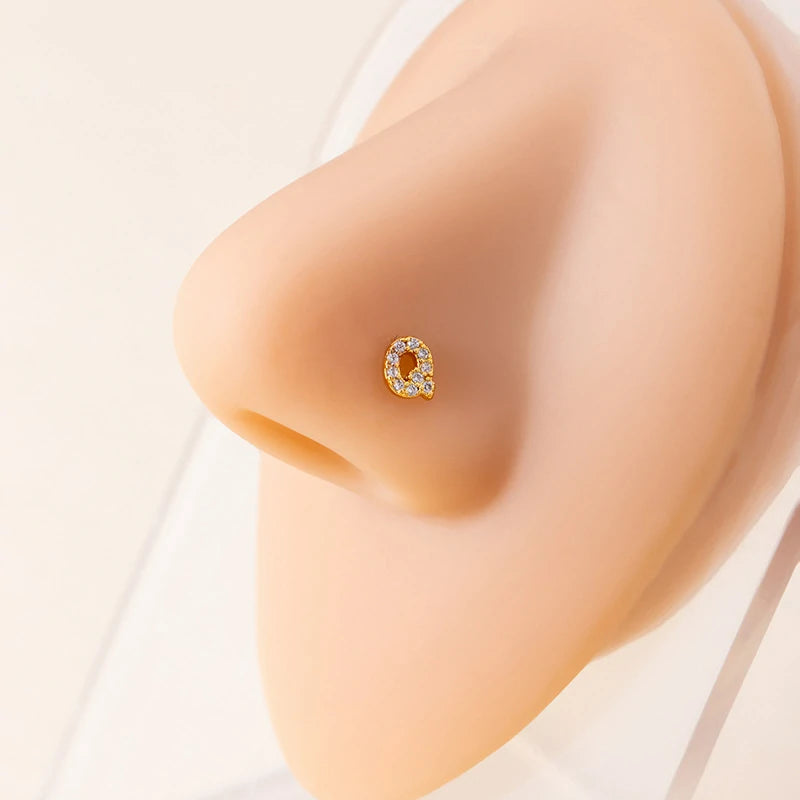 316L Surgical Steel Gold Tiny Initial Letter Stud Earring Alphabet Name Tragus Helix Cartilage Ear Piercing