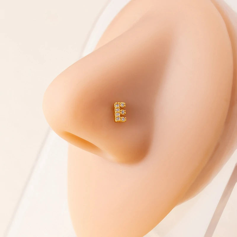 316L Surgical Steel Gold Tiny Initial Letter Stud Earring Alphabet Name Tragus Helix Cartilage Ear Piercing
