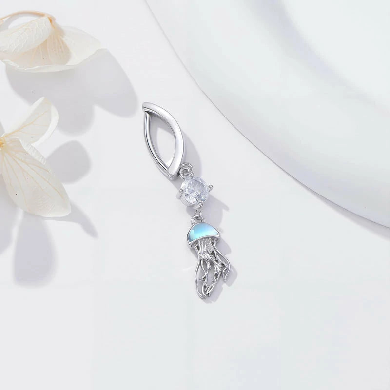 14GA Shimmery Jellyfish 316L Surgical Stainless Steel Navel Belly Button Ring