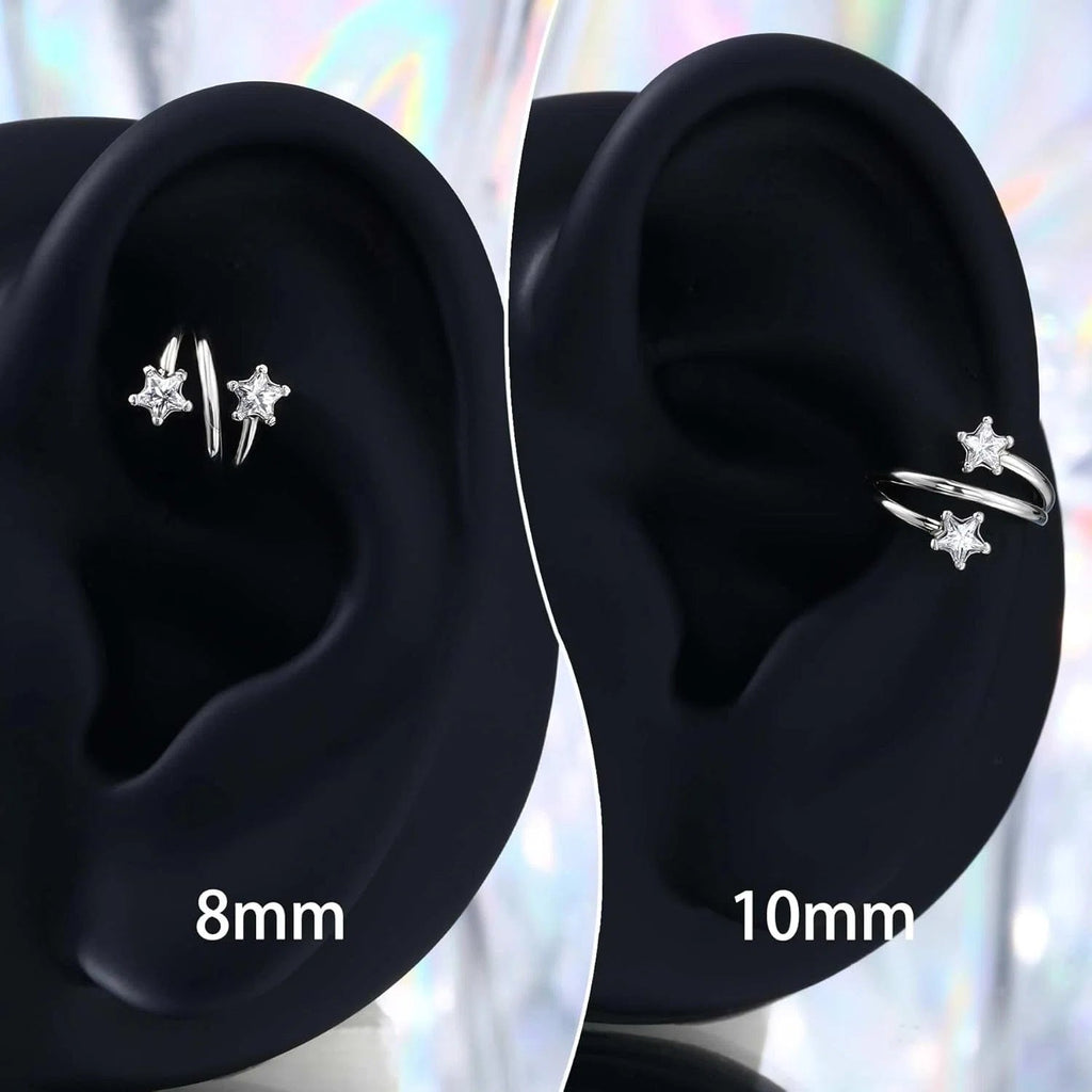 316L Surgical Steel Cartilage Earrings 16 Gauge Hoop Jewelry Double Helix Piercing - QIAO CrystalQIAO CrystalQIAO Crystal