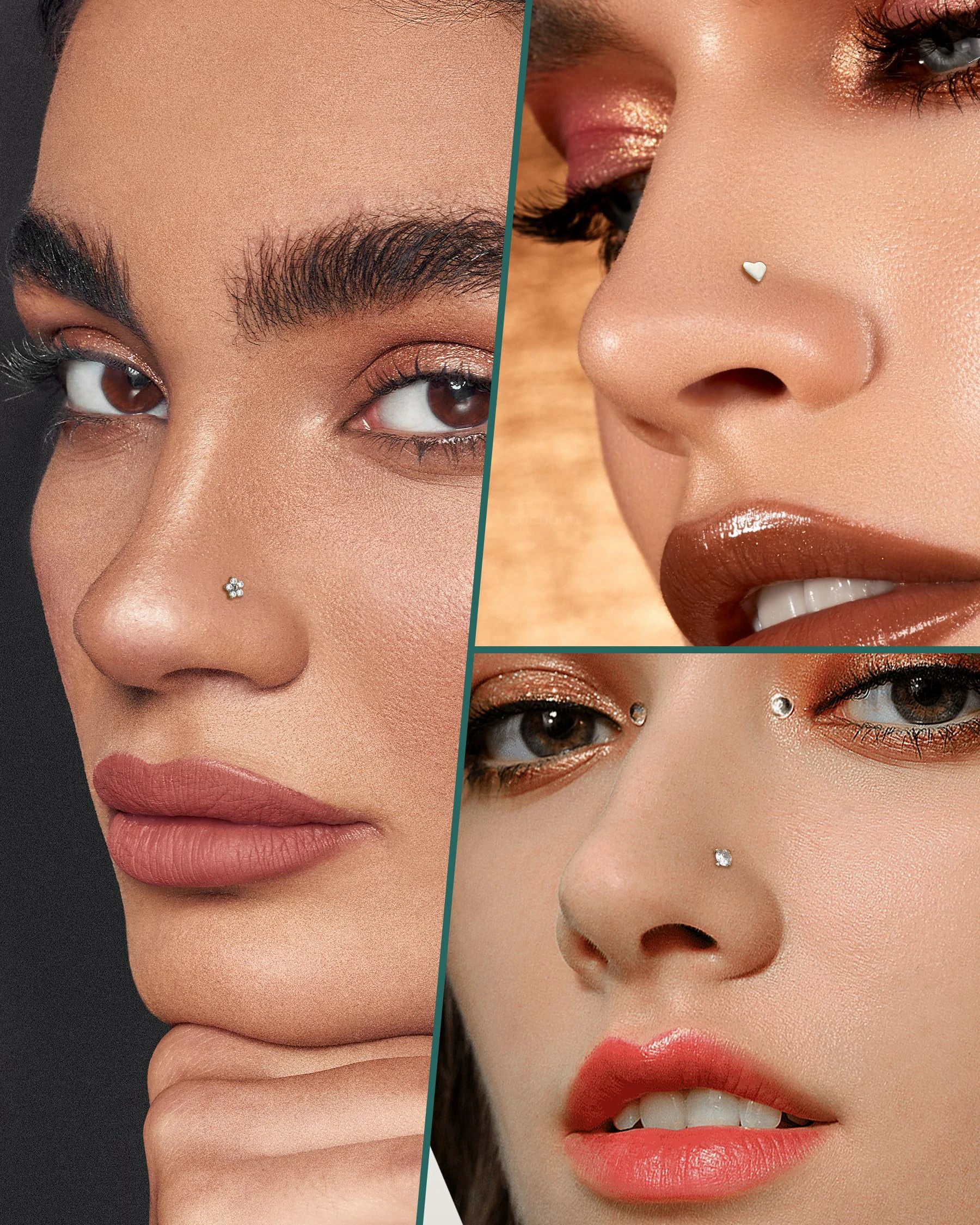3PCS Titanium Flower Nose Rings Studs 20G, 6.5mm L-Shaped Nose Piercing Jewelry Set