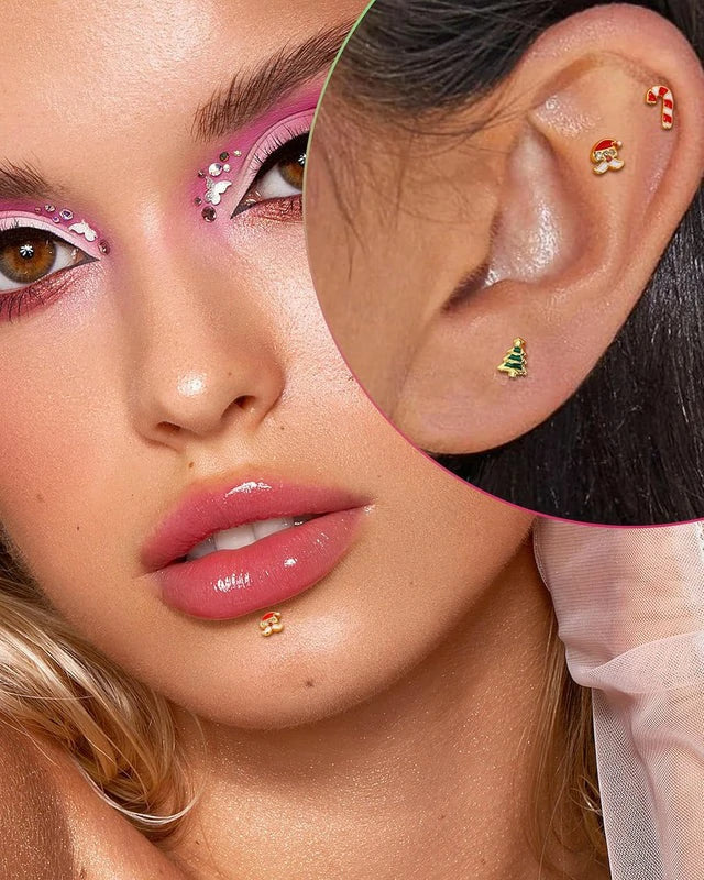 3PCS Cartilage Earrings Stud 16G Helix Tragus Earrings Internally Thread Tragus Medusa Piercing Jewelry Stainless Steel