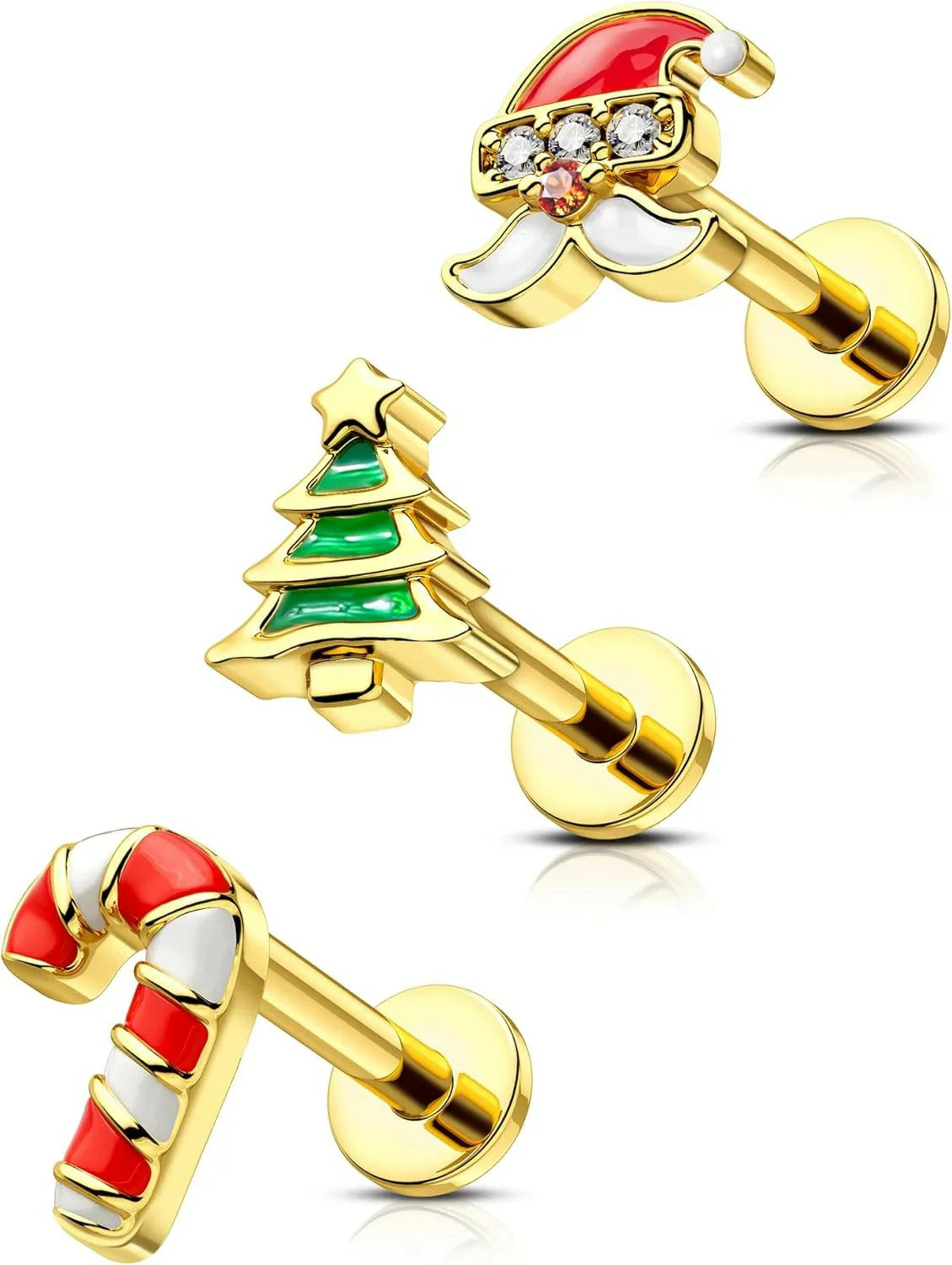 3PCS Cartilage Earrings Stud 16G Helix Tragus Earrings Internally Thread Tragus Medusa Piercing Jewelry Stainless Steel