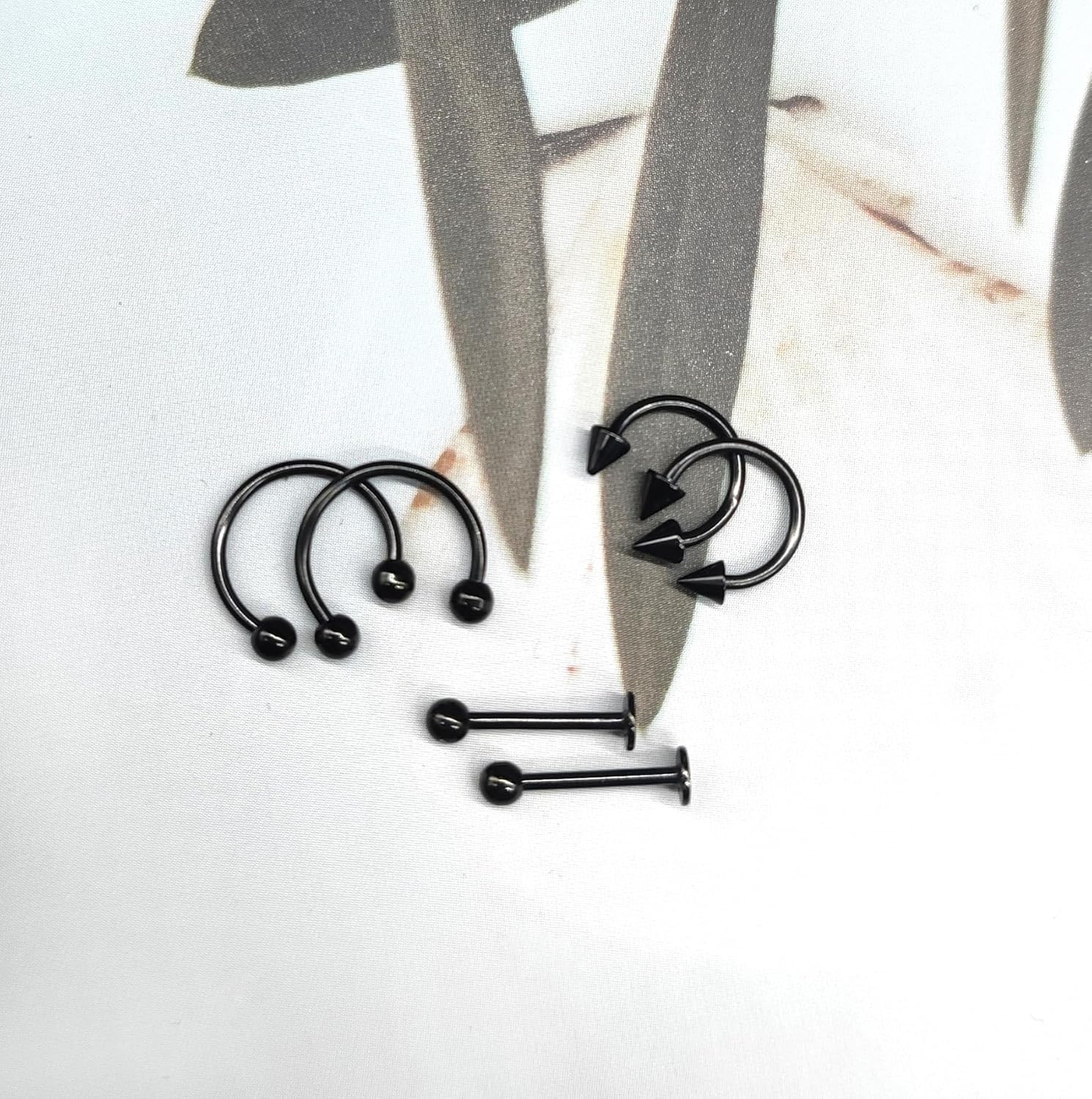 40Pcs 16G Lip Rings Surgical Steel Snake Bite Jewelry Labret Monroe Barbell Daith Tragus Helix Piercing Nose Septum Jewelry for Women Men 6mm/8mm/10mm/12mm - QIAO CrystalQIAO CrystalQIAO Crystal