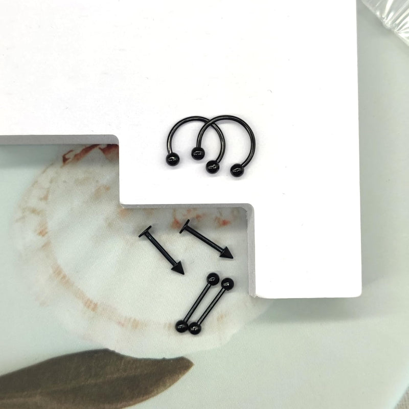 40Pcs 16G Lip Rings Surgical Steel Snake Bite Jewelry Labret Monroe Barbell Daith Tragus Helix Piercing Nose Septum Jewelry for Women Men 6mm/8mm/10mm/12mm - QIAO CrystalQIAO CrystalQIAO Crystal