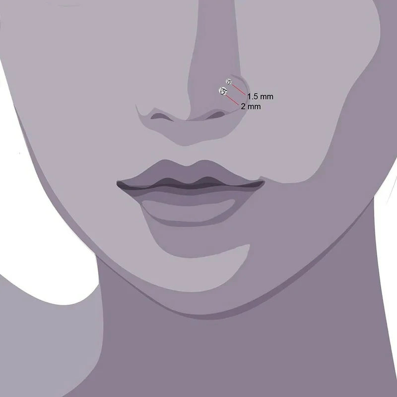 40pcs Nose Studs Stainless Steel CZ Nose Rings Pins Piercing Jewelry Bone Studs