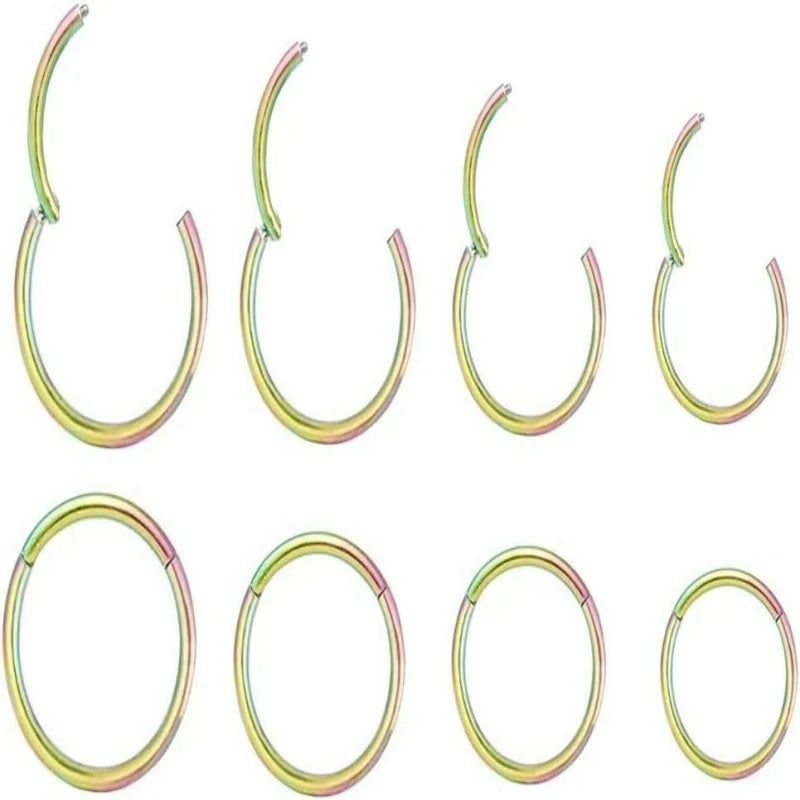 4Pairs 18G Surgical Steel Hinged Clicker Segment Nose Rings Hoop Helix Cartilage Daith Tragus Sleeper