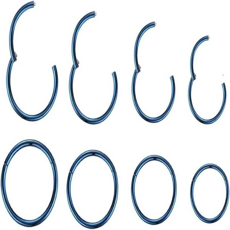 4Pairs 18G Surgical Steel Hinged Clicker Segment Nose Rings Hoop Helix Cartilage Daith Tragus Sleeper