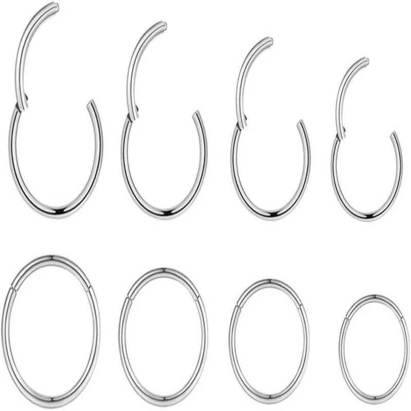 4Pairs 18G Surgical Steel Hinged Clicker Segment Nose Rings Hoop Helix Cartilage Daith Tragus Sleeper