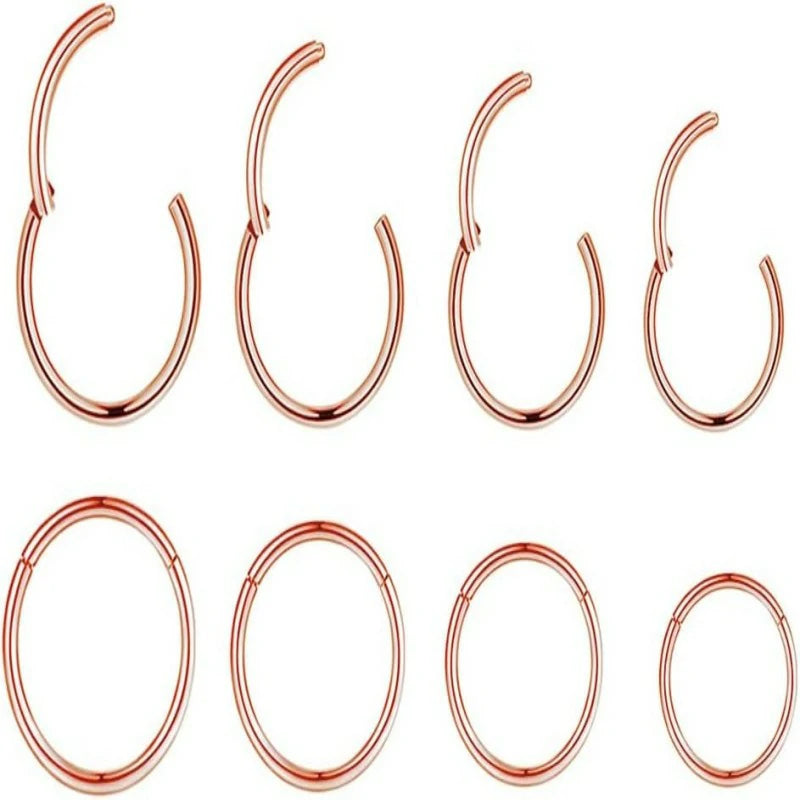 4Pairs 18G Surgical Steel Hinged Clicker Segment Nose Rings Hoop Helix Cartilage Daith Tragus Sleeper