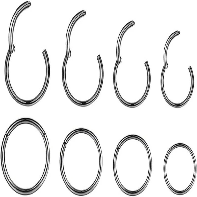 4Pairs 18G Surgical Steel Hinged Clicker Segment Nose Rings Hoop Helix Cartilage Daith Tragus Sleeper