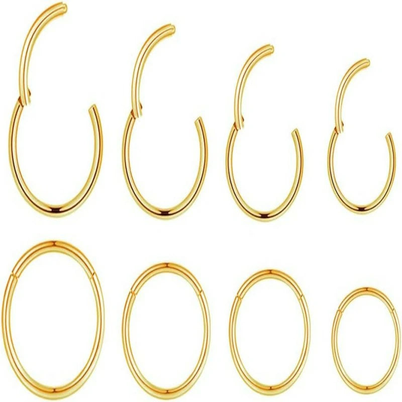 4Pairs 18G Surgical Steel Hinged Clicker Segment Nose Rings Hoop Helix Cartilage Daith Tragus Sleeper
