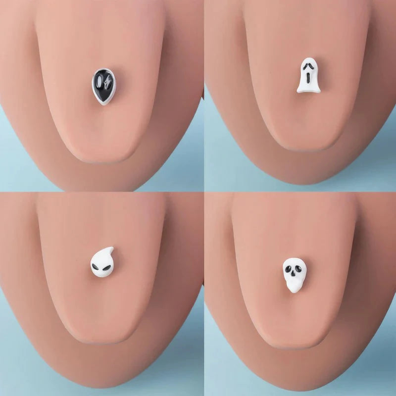4pc 14G Tongue Rings Acrylic Trendy Stainless Steel Tongue Barbell Body Piercing Jewelry