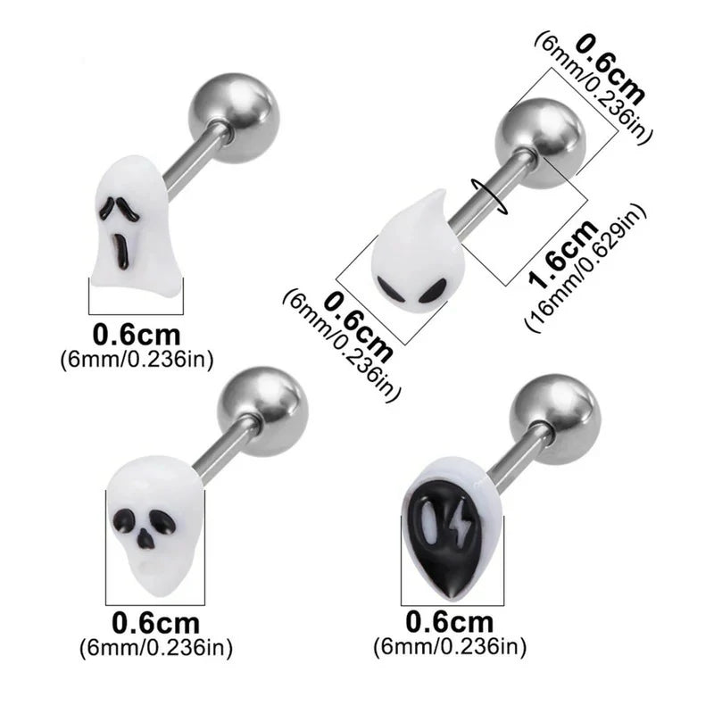 4pc 14G Tongue Rings Acrylic Trendy Stainless Steel Tongue Barbell Body Piercing Jewelry