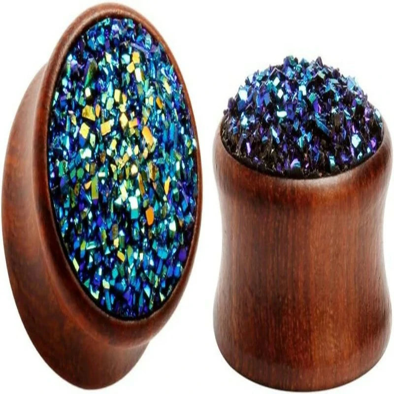 0.8mm 5 Pairs Gauge Zircon Stone Tapers Expanders Wooden Ear Plugs Gauge