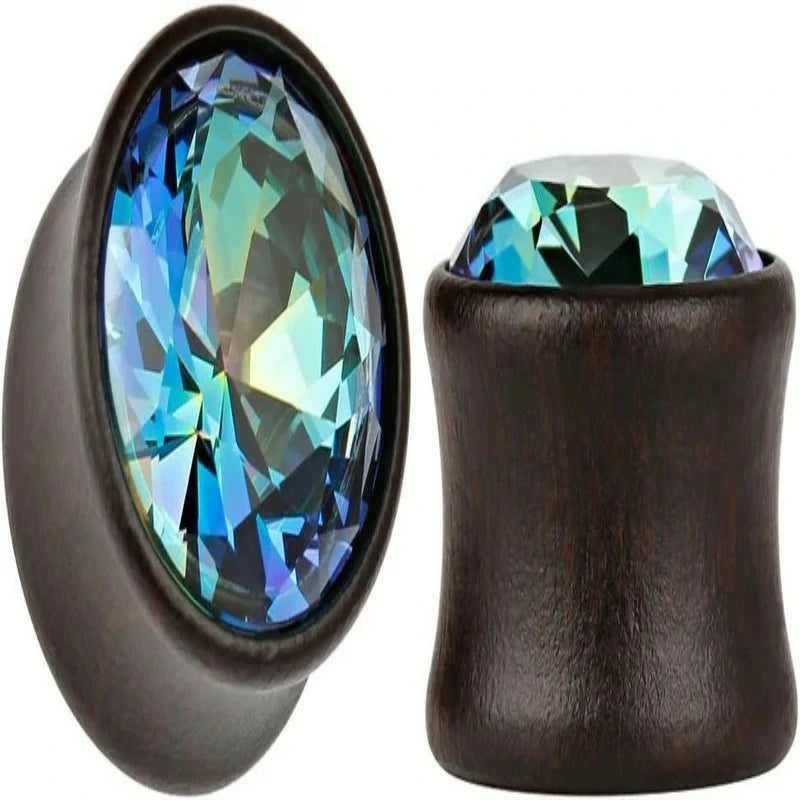 0.8mm 5 Pairs Gauge Zircon Stone Tapers Expanders Wooden Ear Plugs Gauge