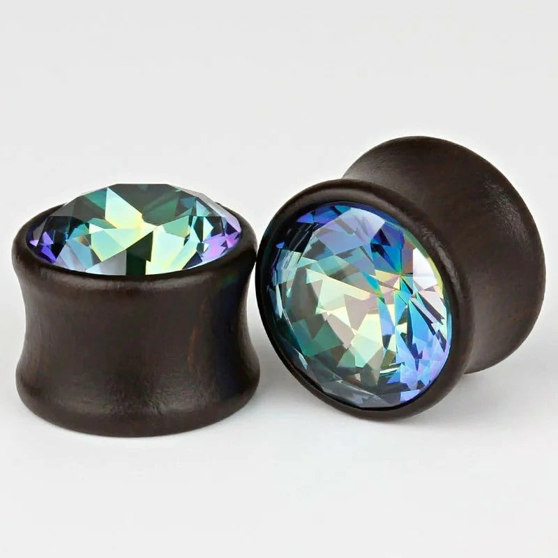 0.8mm 5 Pairs Gauge Zircon Stone Tapers Expanders Wooden Ear Plugs Gauge