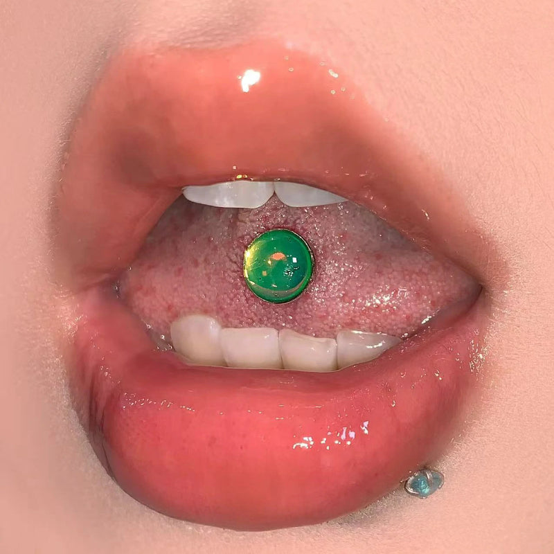 Light Tongue Rings G23 Titanum Premium Cut Zircon Internally Threaded