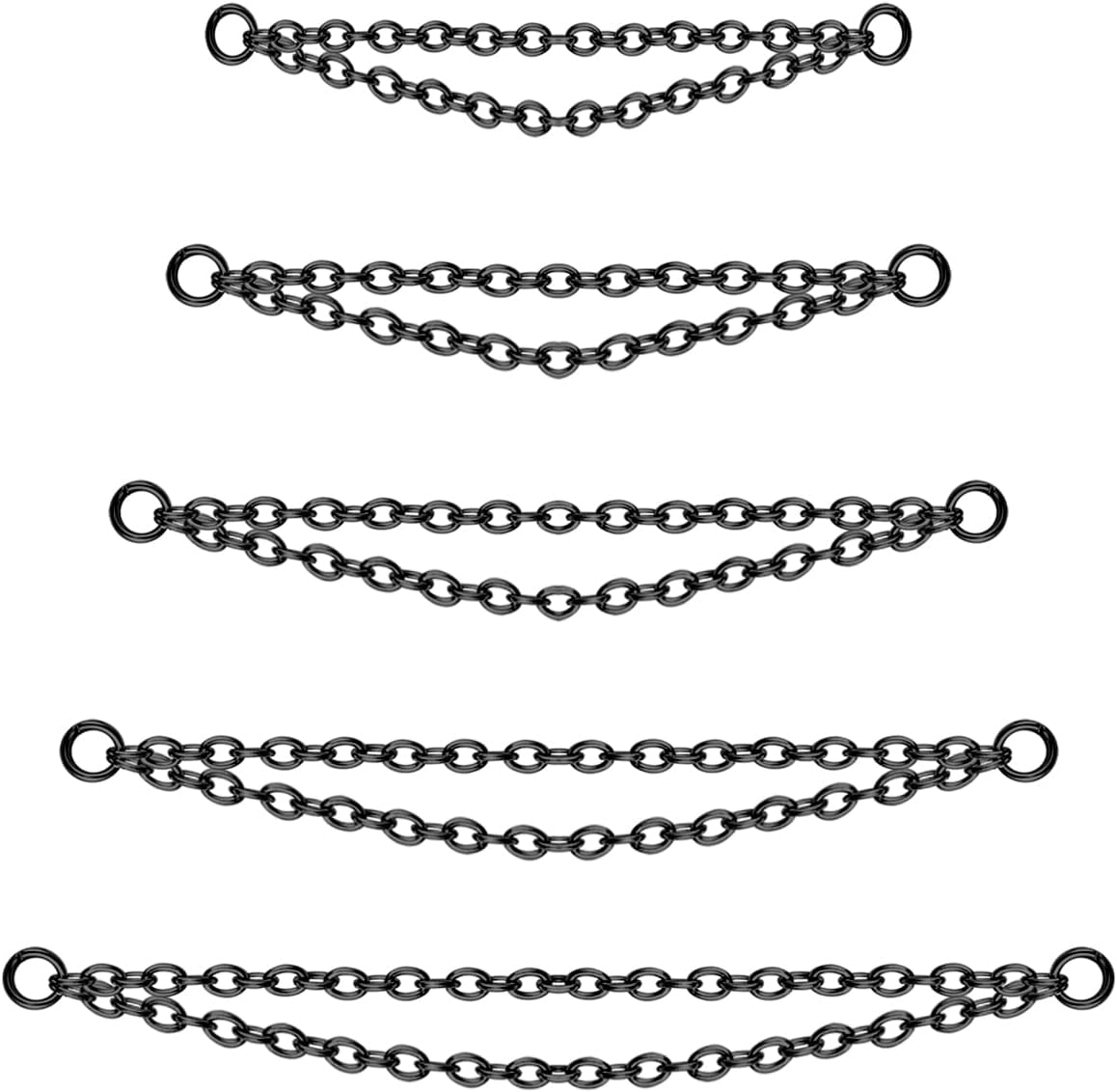 5Pcs Surgical Steel Across Top Nose Rings Chain for Women Nose Studs Nostril Chain - QIAO CrystalQIAO CrystalQIAO Crystal