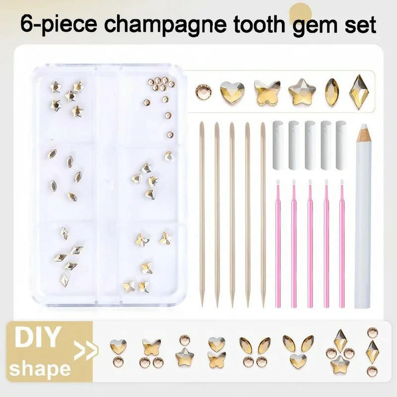 6 - piece Original DIY Tooth Gemz Starter Kit Temporary Cosmetic Crystal Gems - QIAO Crystal我的商店QIAO Crystal