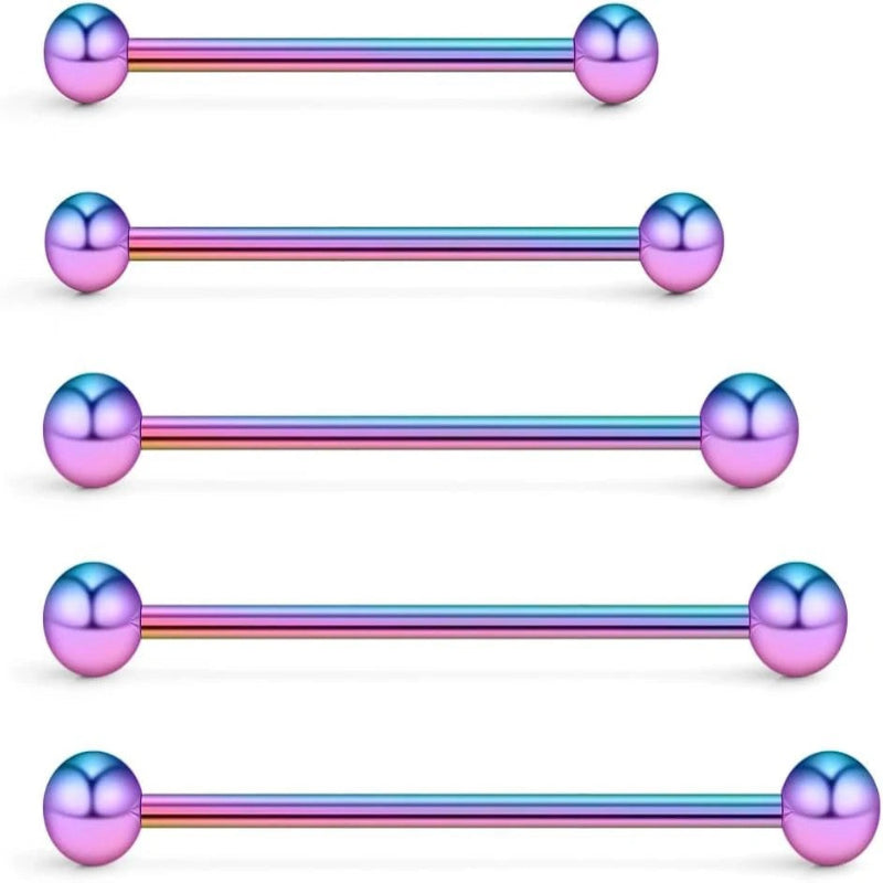 5PCS 14 Gauge Mix Sizes Industrial Barbell Cartilage Earring Body Piercing Jewelry