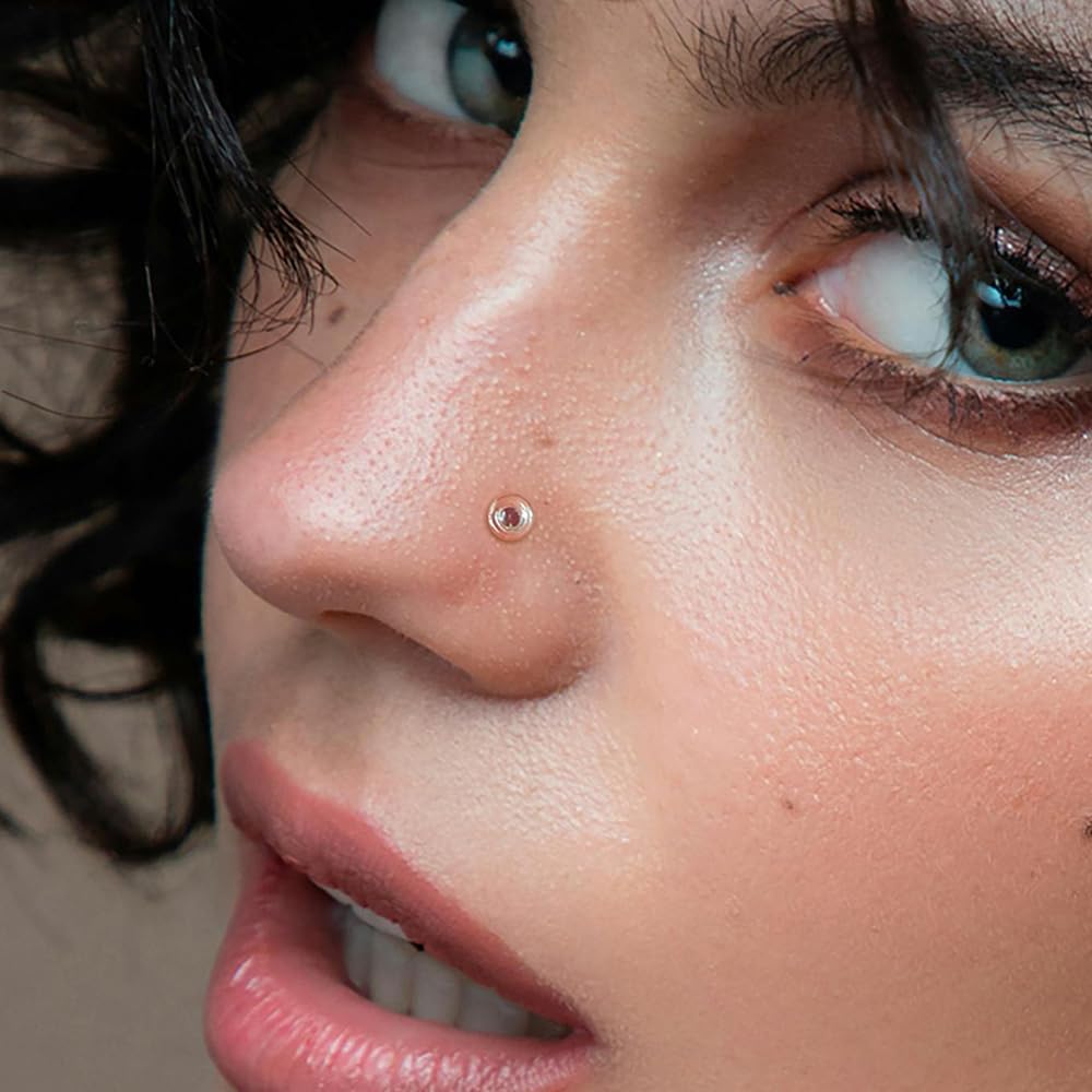 10Pcs Glass Clear Nose Studs for Work,Surgery, 18g/16g Glass Nose Piercing Retainer for Sport, MRIs, CT, Hypoallergenic Flat Top Invisible Nose Rings Studs