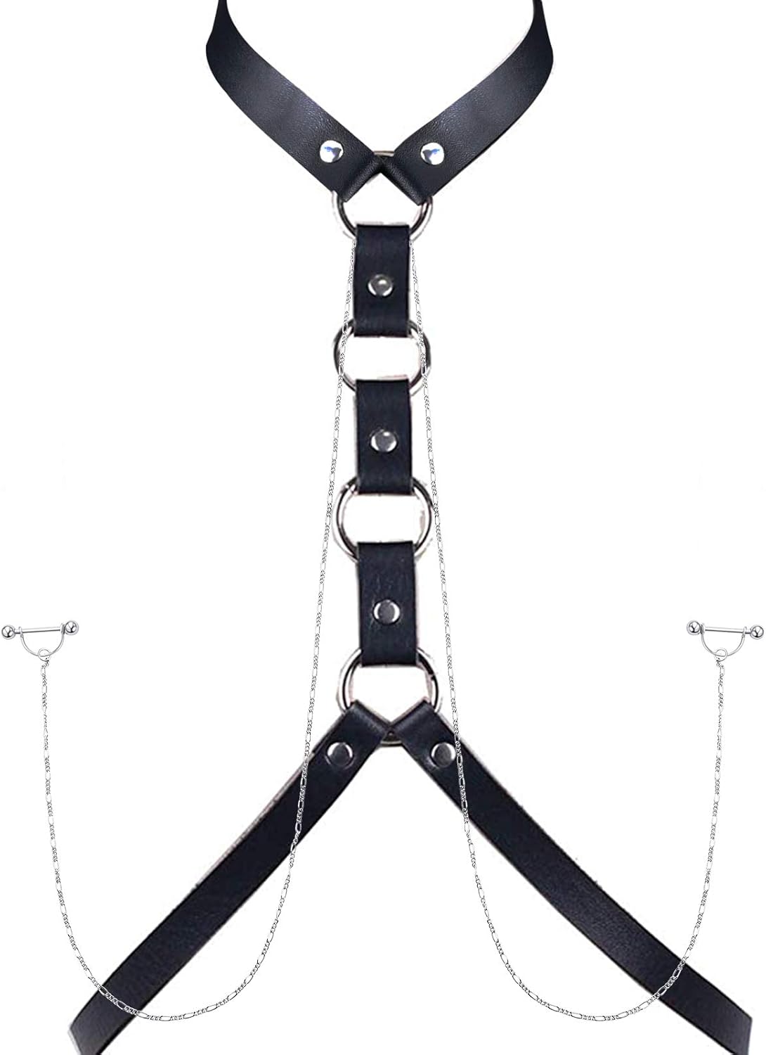 Nipple Ring with Choker Necklaces Stainless Steel Nipple Rings Chain Heart Cat Head Punk