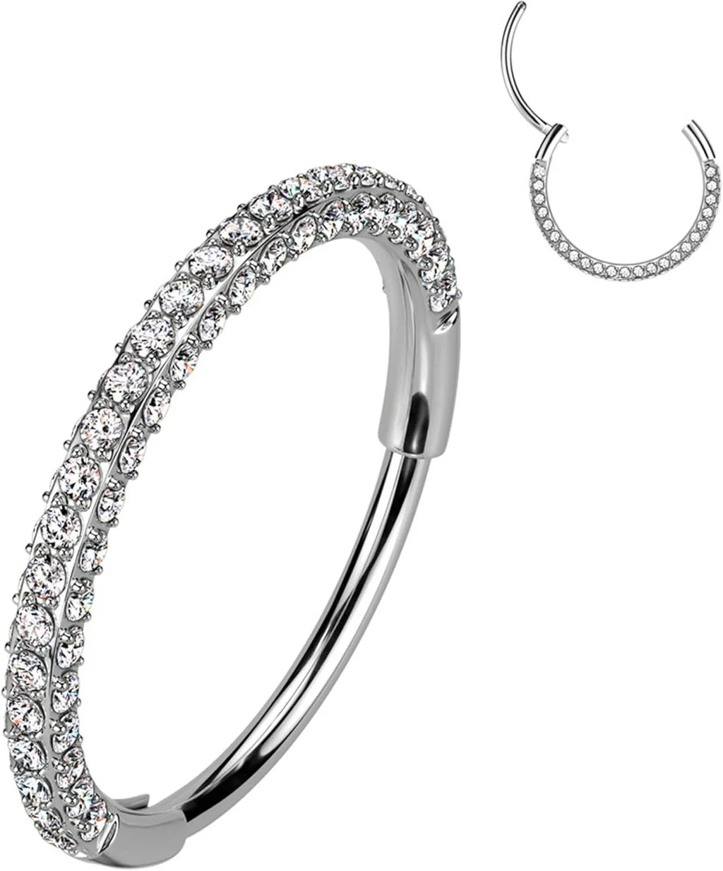 Triple Sided Micro Gem Nose Hoop Ring Implant Grade Titanium With Sparkling CZ Gems