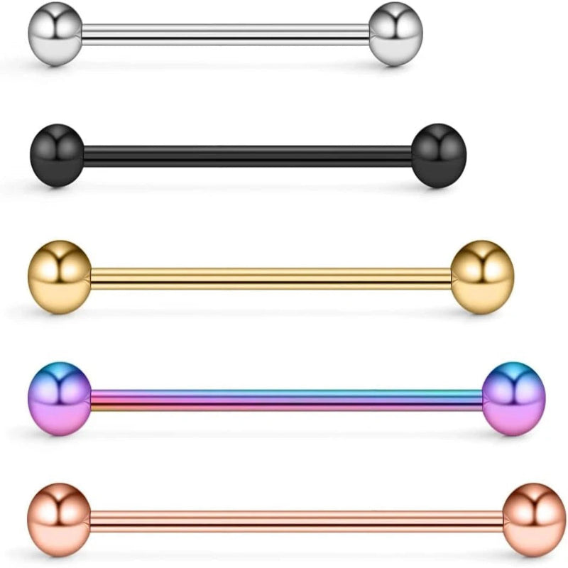 5PCS 14 Gauge Mix Sizes Industrial Barbell Cartilage Earring Body Piercing Jewelry