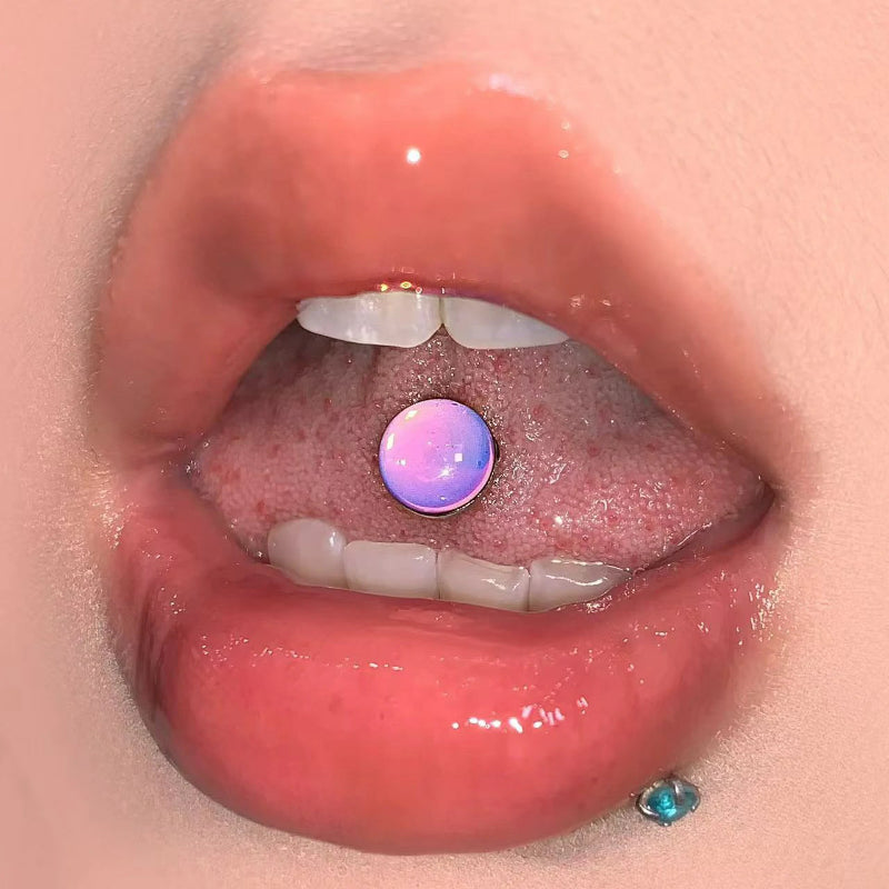 Light Tongue Rings G23 Titanum Premium Cut Zircon Internally Threaded