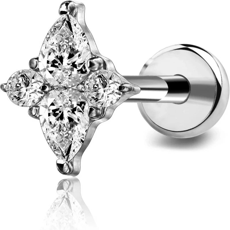 6mm 8mm ASTM F136 Titanium 16G Flatback Stud for Tragus Helix Conch