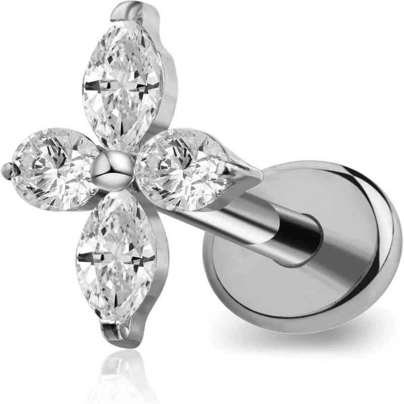 6mm 8mm ASTM F136 Titanium 16G Flatback Stud for Tragus Helix Conch