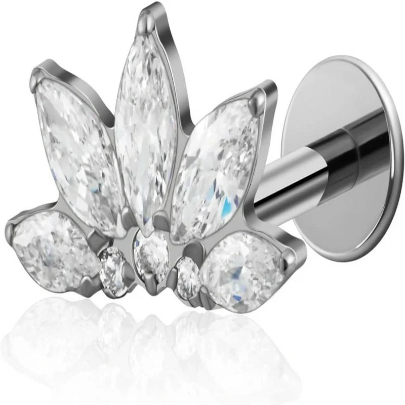 6mm 8mm ASTM F136 Titanium 16G Flatback Stud for Tragus Helix Conch