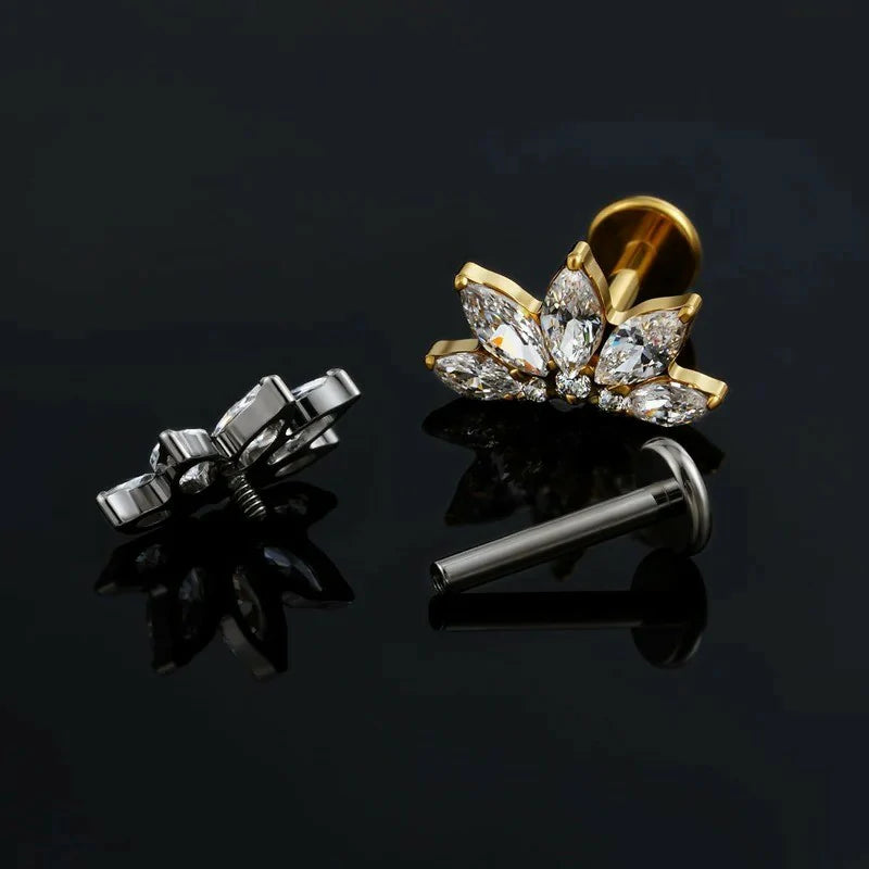 6mm 8mm ASTM F136 Titanium 16G Flatback Stud for Tragus Helix Conch