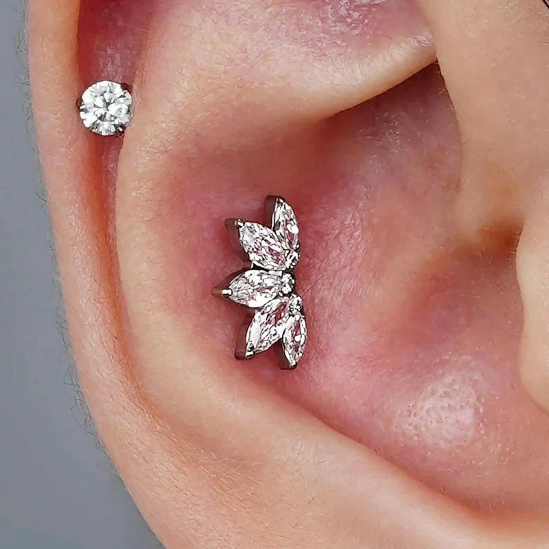 6mm 8mm ASTM F136 Titanium 16G Flatback Stud for Tragus Helix Conch