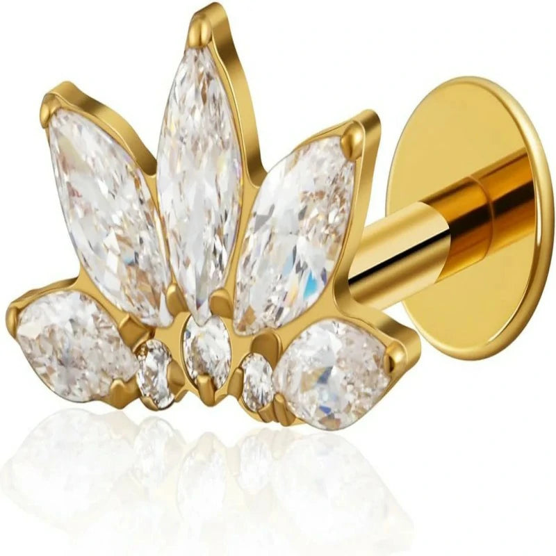 6mm 8mm ASTM F136 Titanium 16G Flatback Stud for Tragus Helix Conch