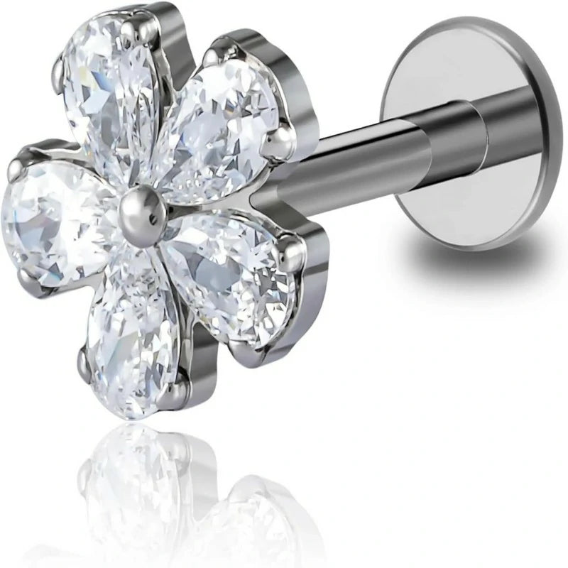 6mm 8mm ASTM F136 Titanium 16G Flatback Stud for Tragus Helix Conch