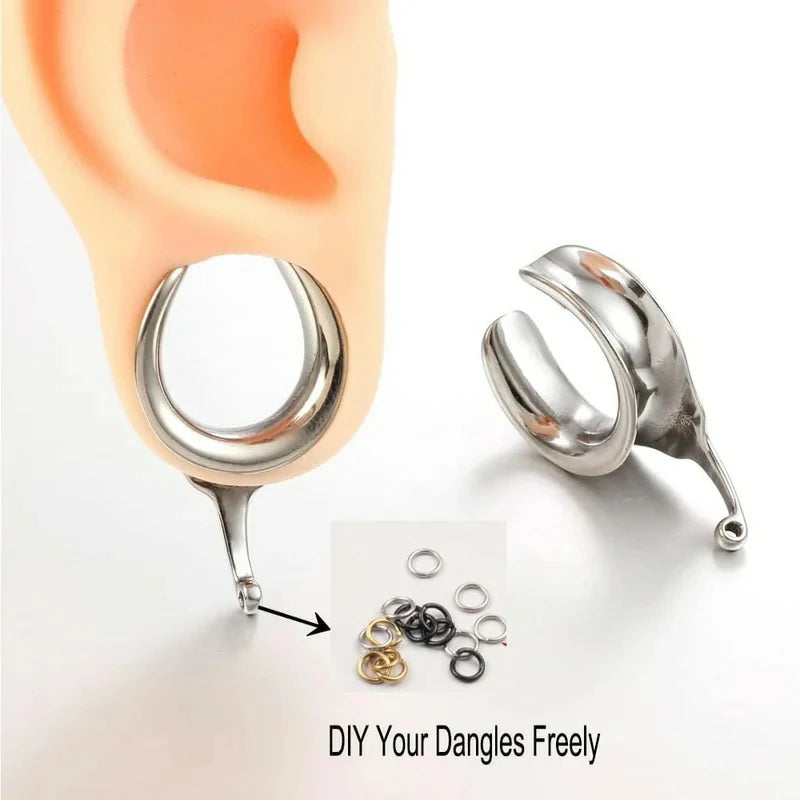 6mm DIY Ear Saddle Tunnel Plugs Stretchers Black Gold Silver Ear Accessories Expander