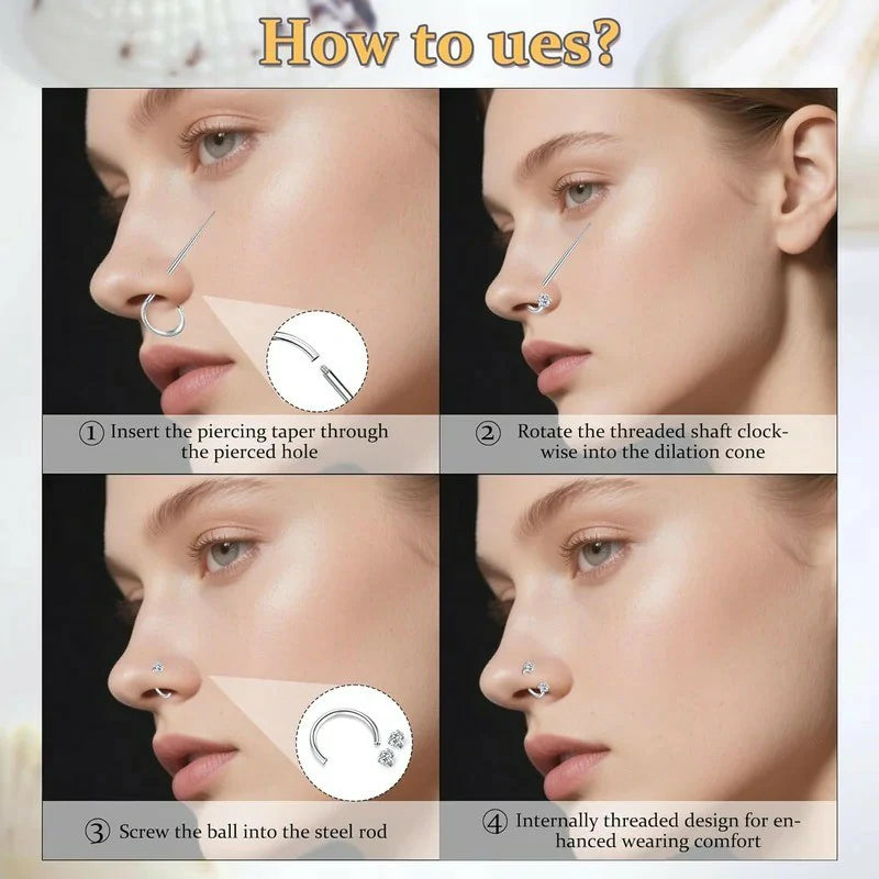 6mm 8mm 18g Horseshoe Double Gem Horse Shoe Nose Ring Hoop Surgical Steel Silver Cartilage Helix Tragus