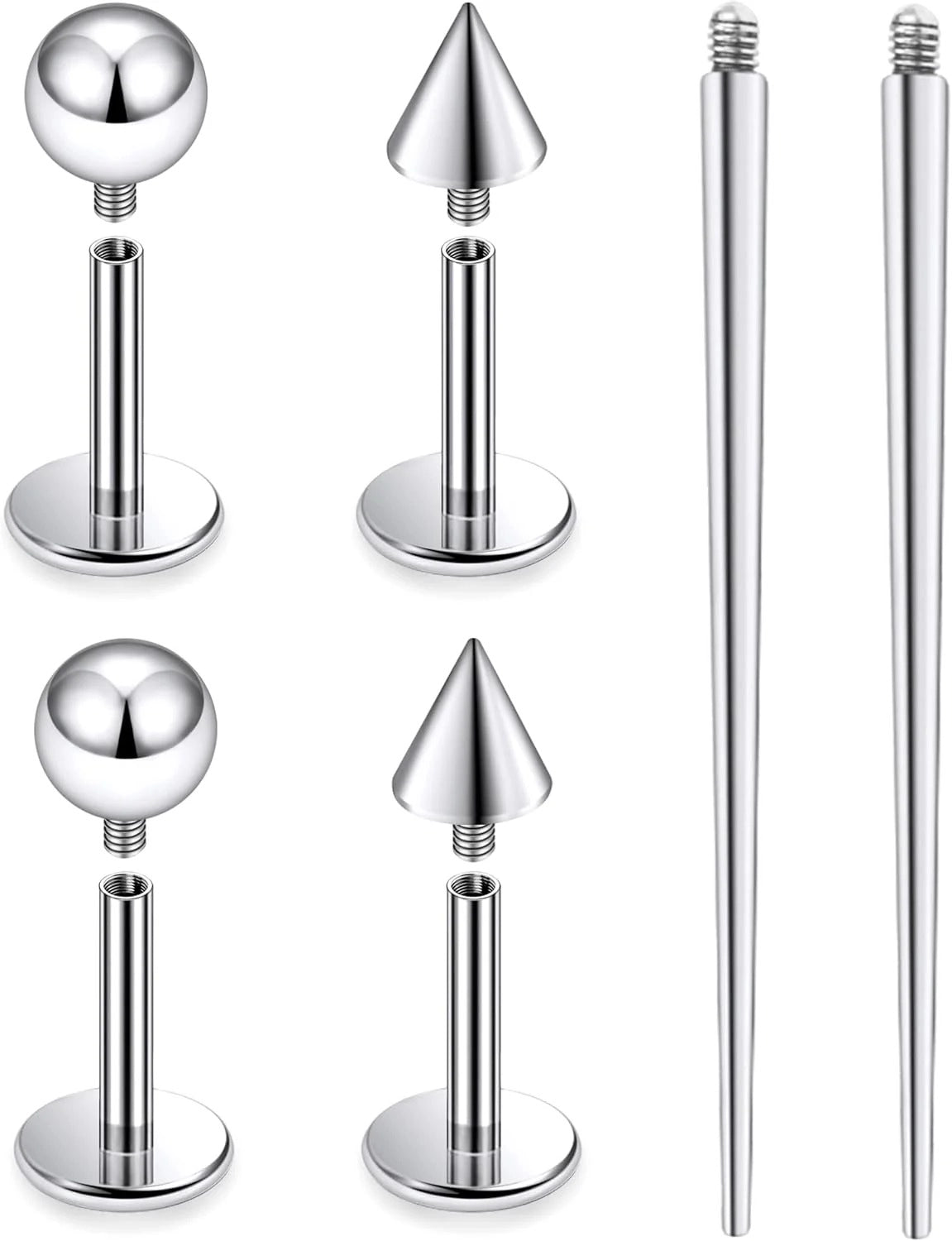 Titanium Flat Back Lip Rings Internally Threaded Earrings Studs Nose Rings 20G 18G 16G