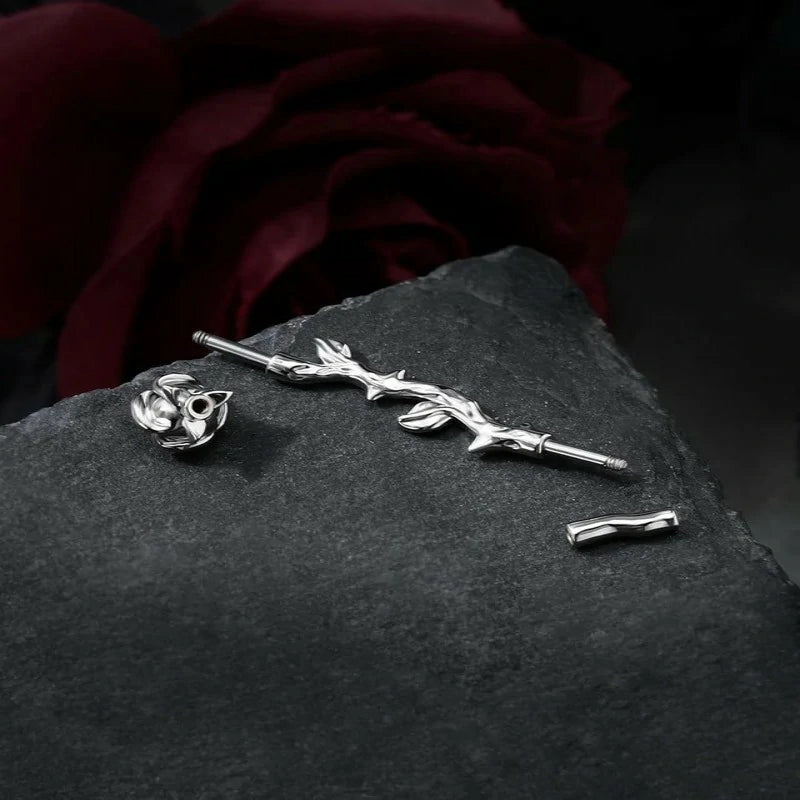 Rose Industrial Ring Flower Industrial Barbell Surgical Steel Industrial Piercing Jewelry
