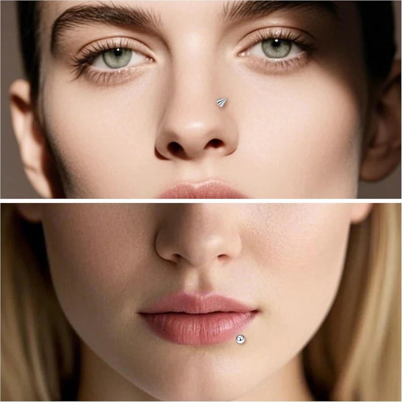 Titanium Flat Back Lip Rings Internally Threaded Earrings Studs Nose Rings 20G 18G 16G