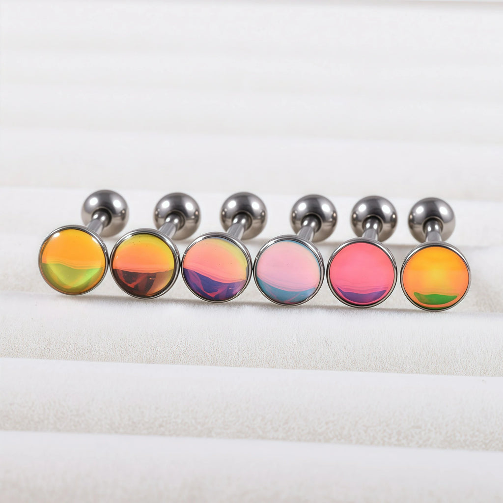 Light Tongue Rings G23 Titanum Premium Cut Zircon Internally Threaded