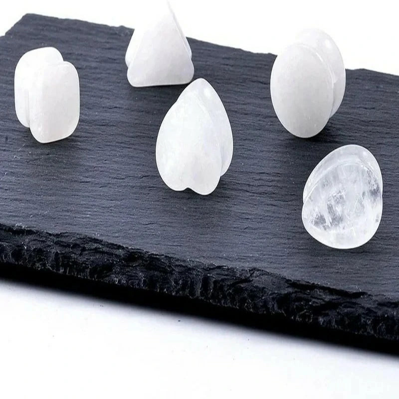 10PCS 8mm-16mm Organic Stone Amethyst Tunnels Double Flared Saddle Ear Gauges Plugs