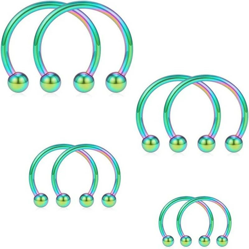 6-12mm 8PCS 16G Stainless Steel Nose Septum Horseshoe Earring Eyebrow Septum