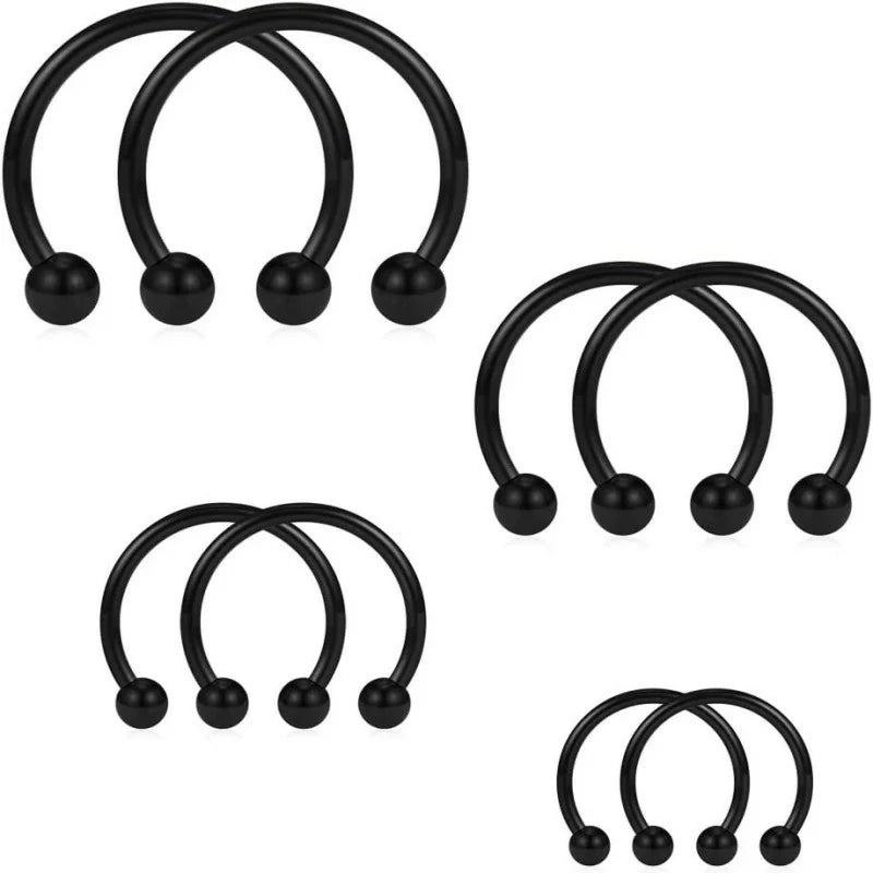 6-12mm 8PCS 16G Stainless Steel Nose Septum Horseshoe Earring Eyebrow Septum