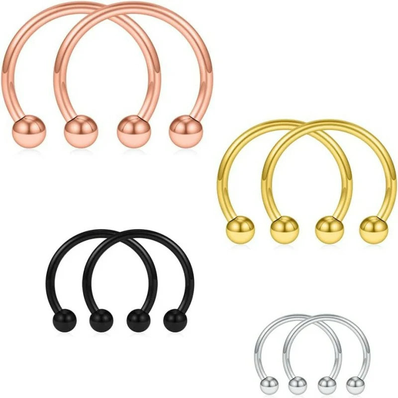 6-12mm 8PCS 16G Stainless Steel Nose Septum Horseshoe Earring Eyebrow Septum