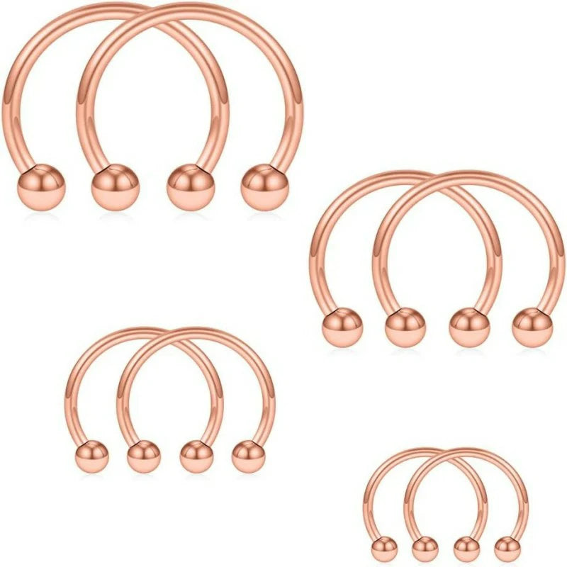 6-12mm 8PCS 16G Stainless Steel Nose Septum Horseshoe Earring Eyebrow Septum